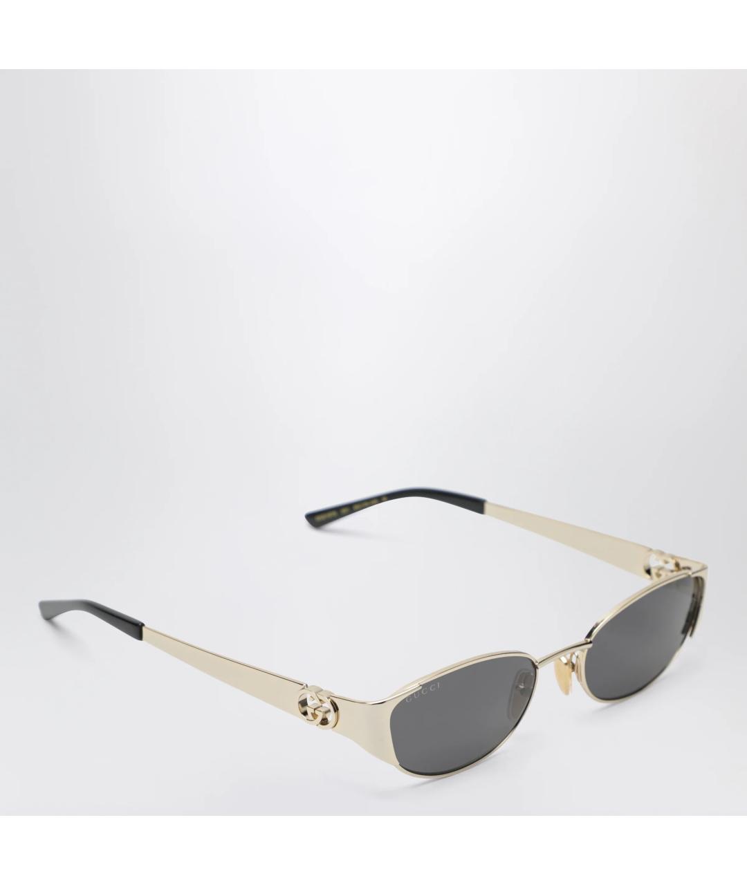 GUCCI Золотые металлические солнцезащитные очки, фото 2