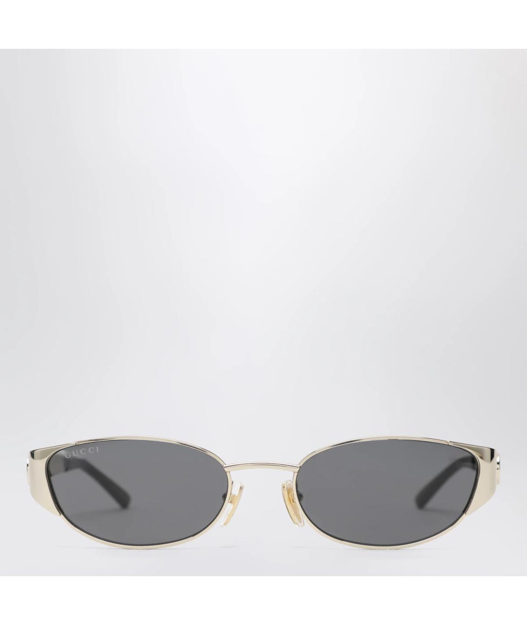 GUCCI Золотые металлические солнцезащитные очки, фото 3