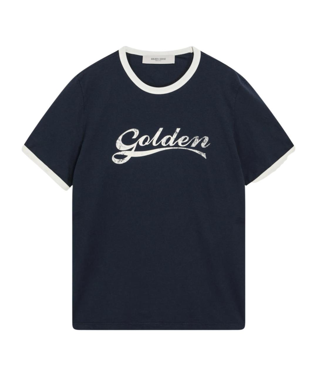 GOLDEN GOOSE Синяя хлопковая футболка, фото 1