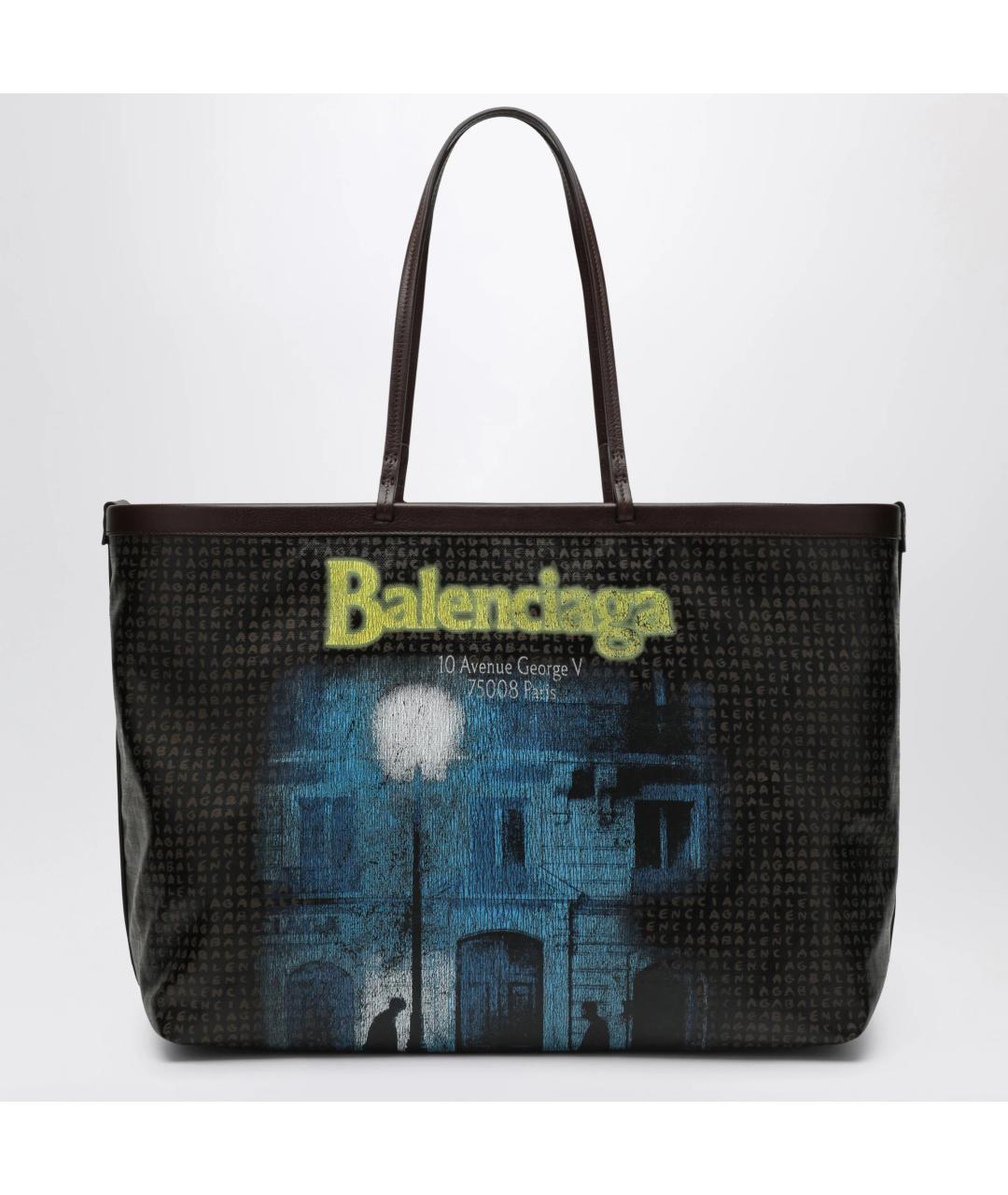 BALENCIAGA Черная кожаная сумка тоут, фото 3