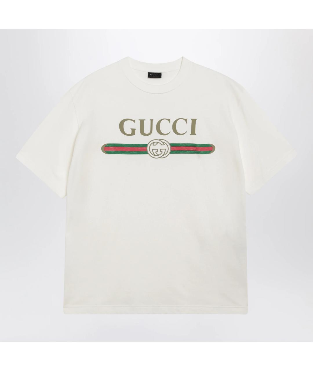 GUCCI Белая хлопковая футболка, фото 3