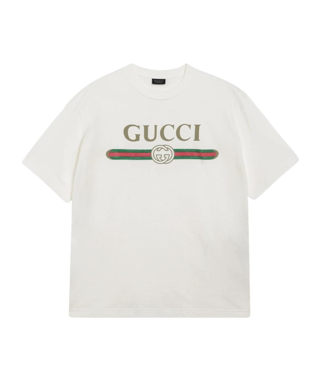 GUCCI Белая хлопковая футболка, фото 1