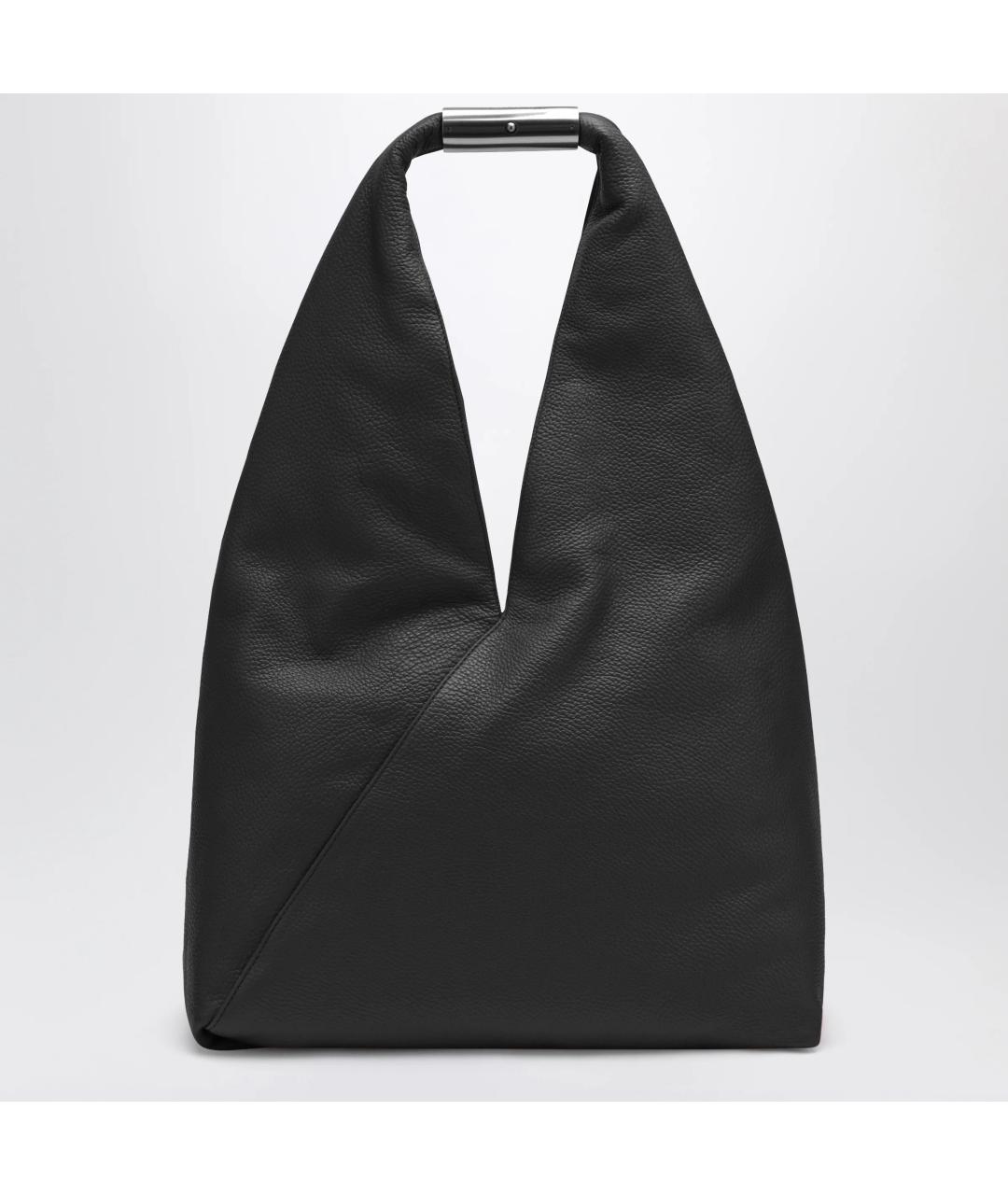 MM6 MAISON MARGIELA Черная кожаная сумка тоут, фото 3