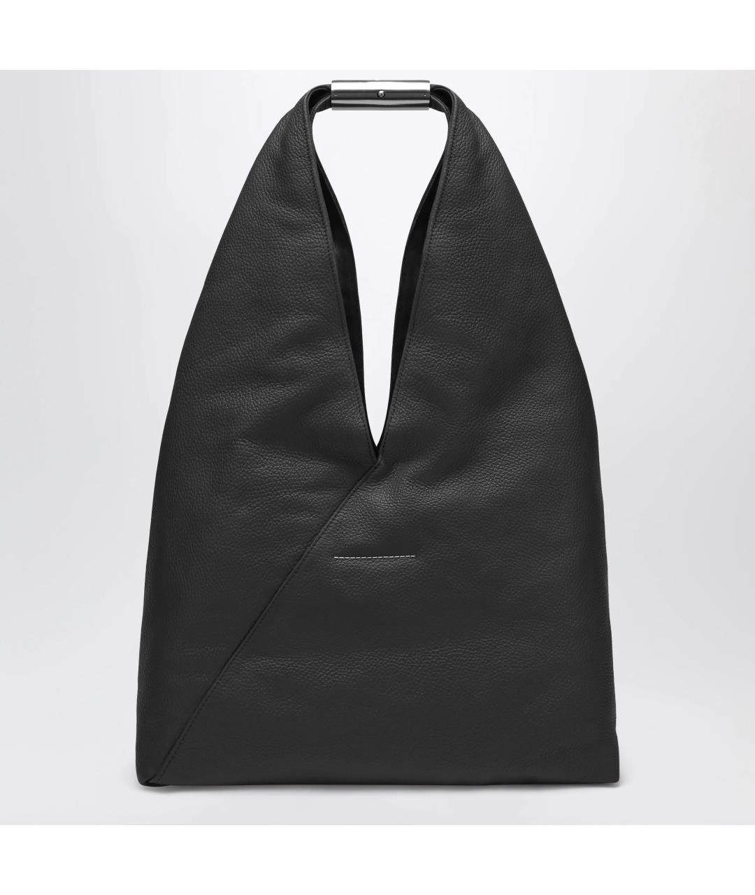 MM6 MAISON MARGIELA Черная кожаная сумка тоут, фото 2