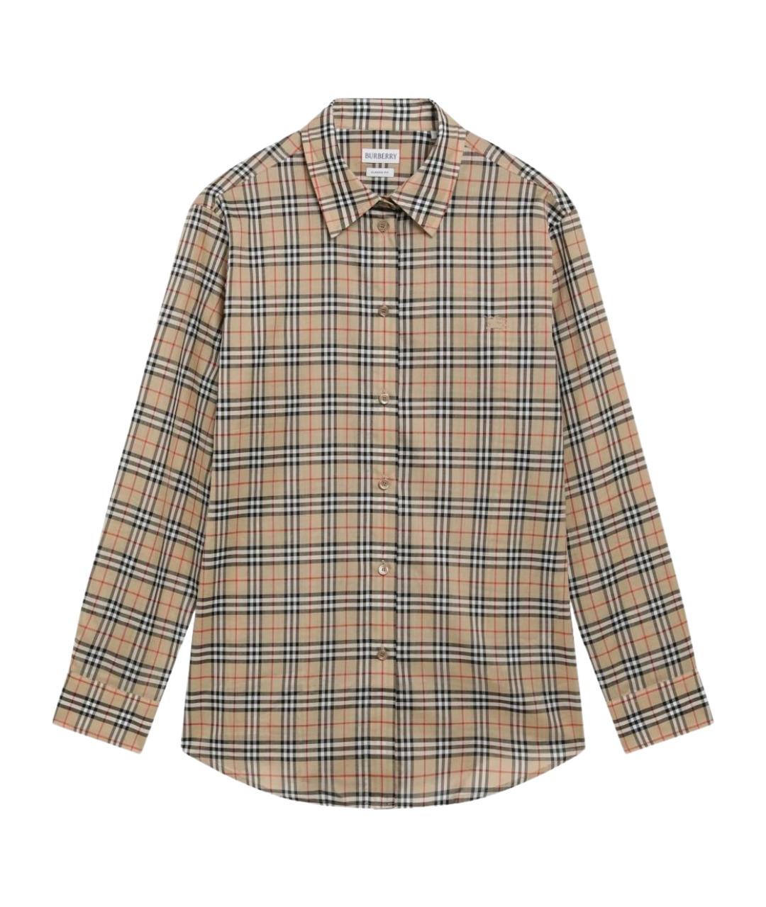 BURBERRY Бежевая хлопковая рубашка, фото 1