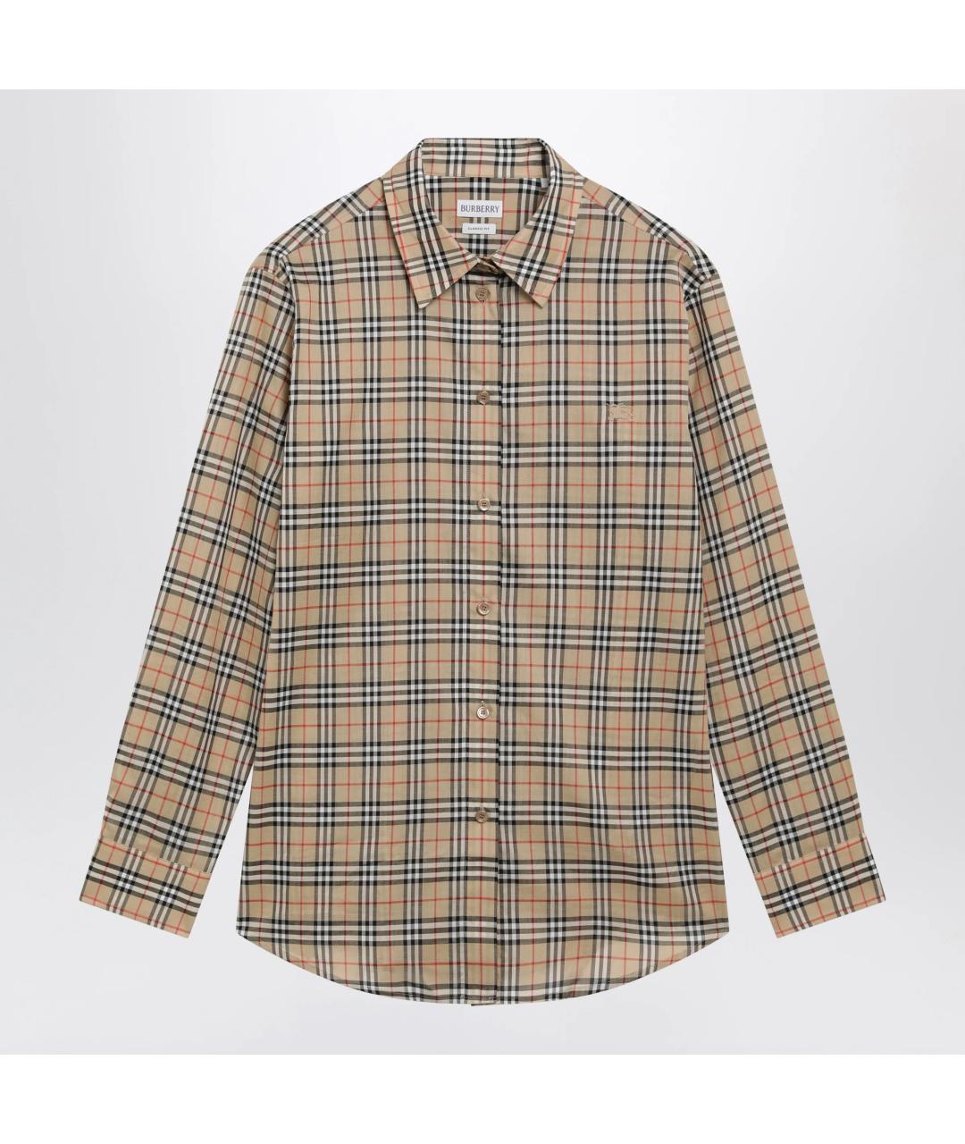 BURBERRY Бежевая хлопковая рубашка, фото 3