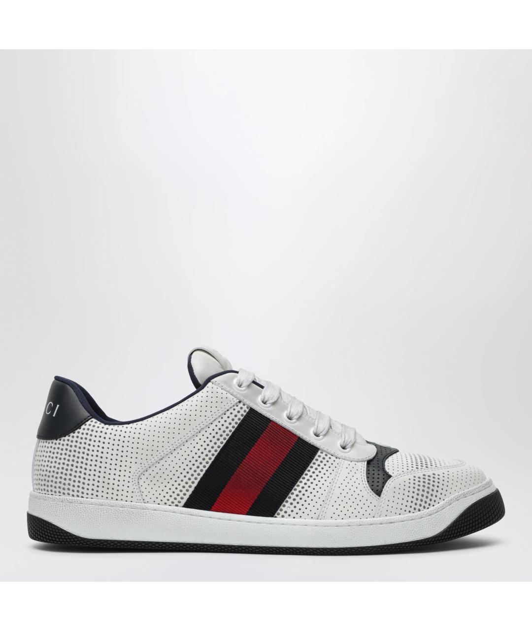 GUCCI Белые кожаные низкие кроссовки / кеды, фото 3