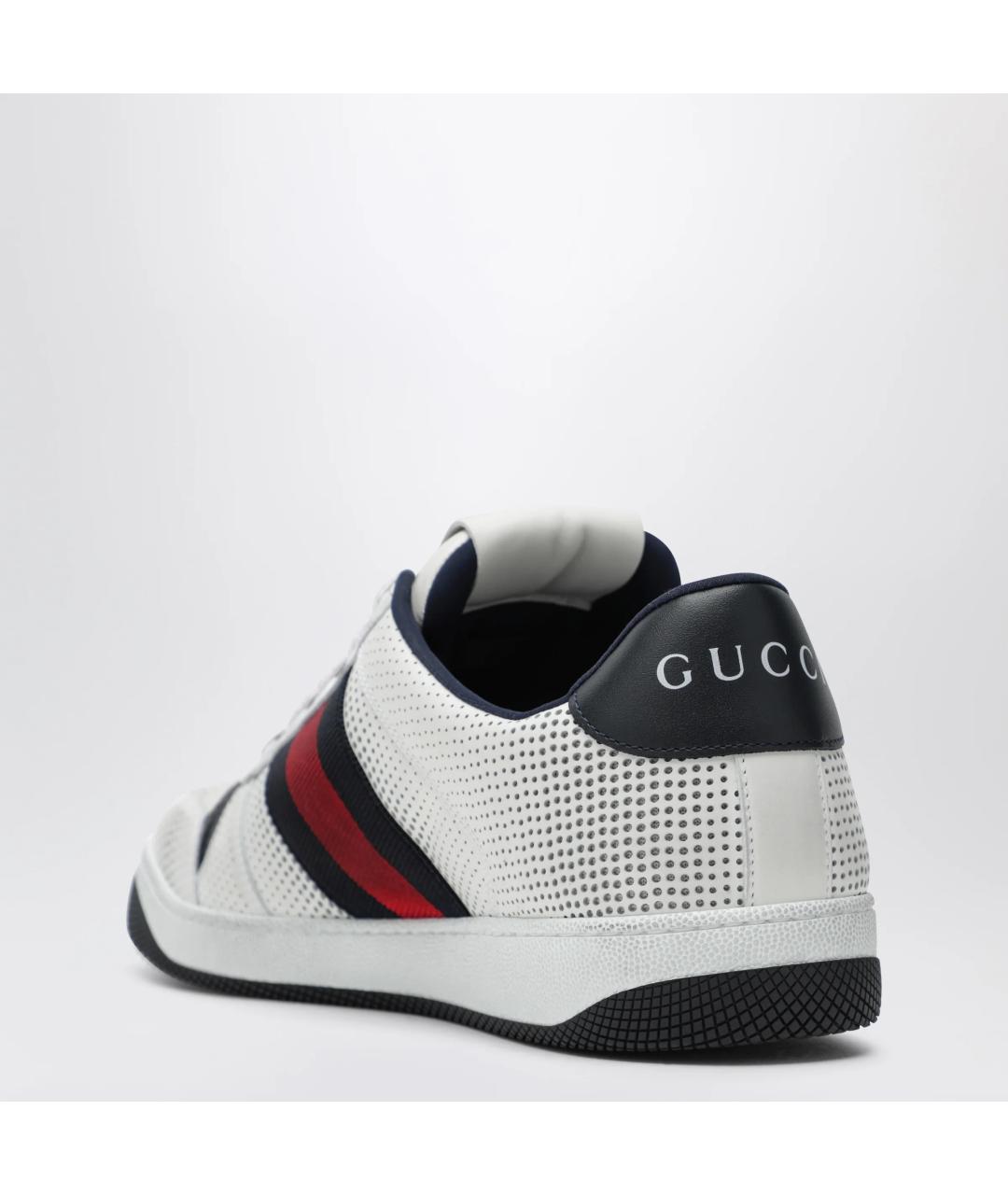 GUCCI Белые кожаные низкие кроссовки / кеды, фото 2
