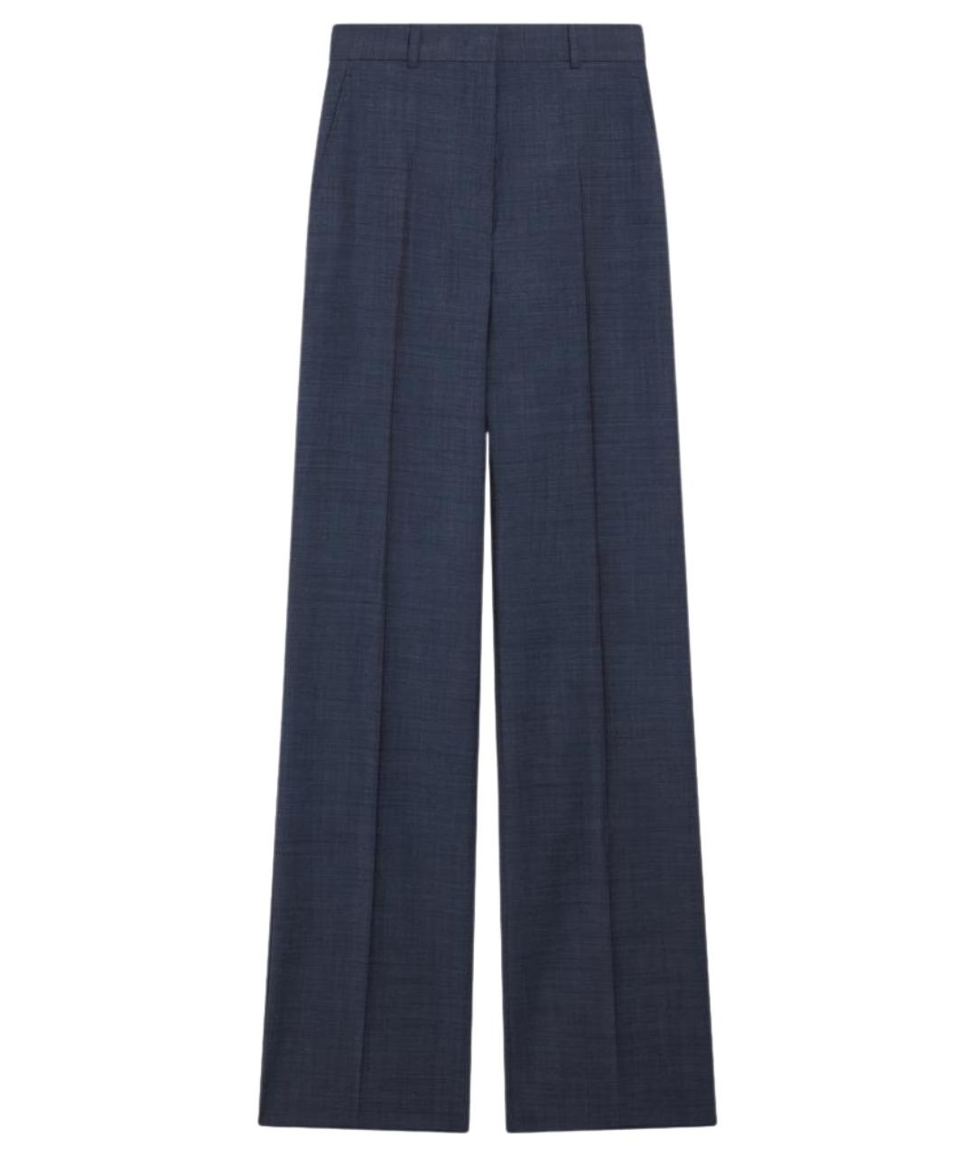 MAX MARA STUDIO Синие шерстяные прямые брюки, фото 1