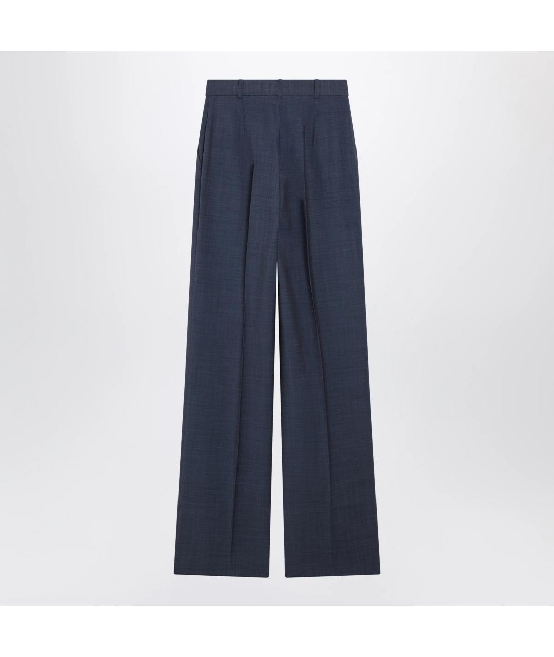 MAX MARA STUDIO Синие шерстяные прямые брюки, фото 2