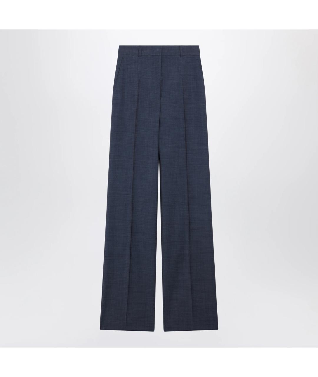 MAX MARA STUDIO Синие шерстяные прямые брюки, фото 3
