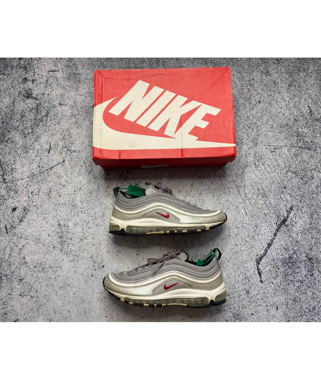 NIKE Серебряные текстильные низкие кроссовки / кеды, фото 2