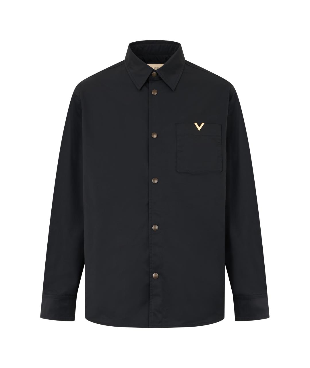 VALENTINO Черная хлопко-полиэстеровая кэжуал рубашка, фото 1