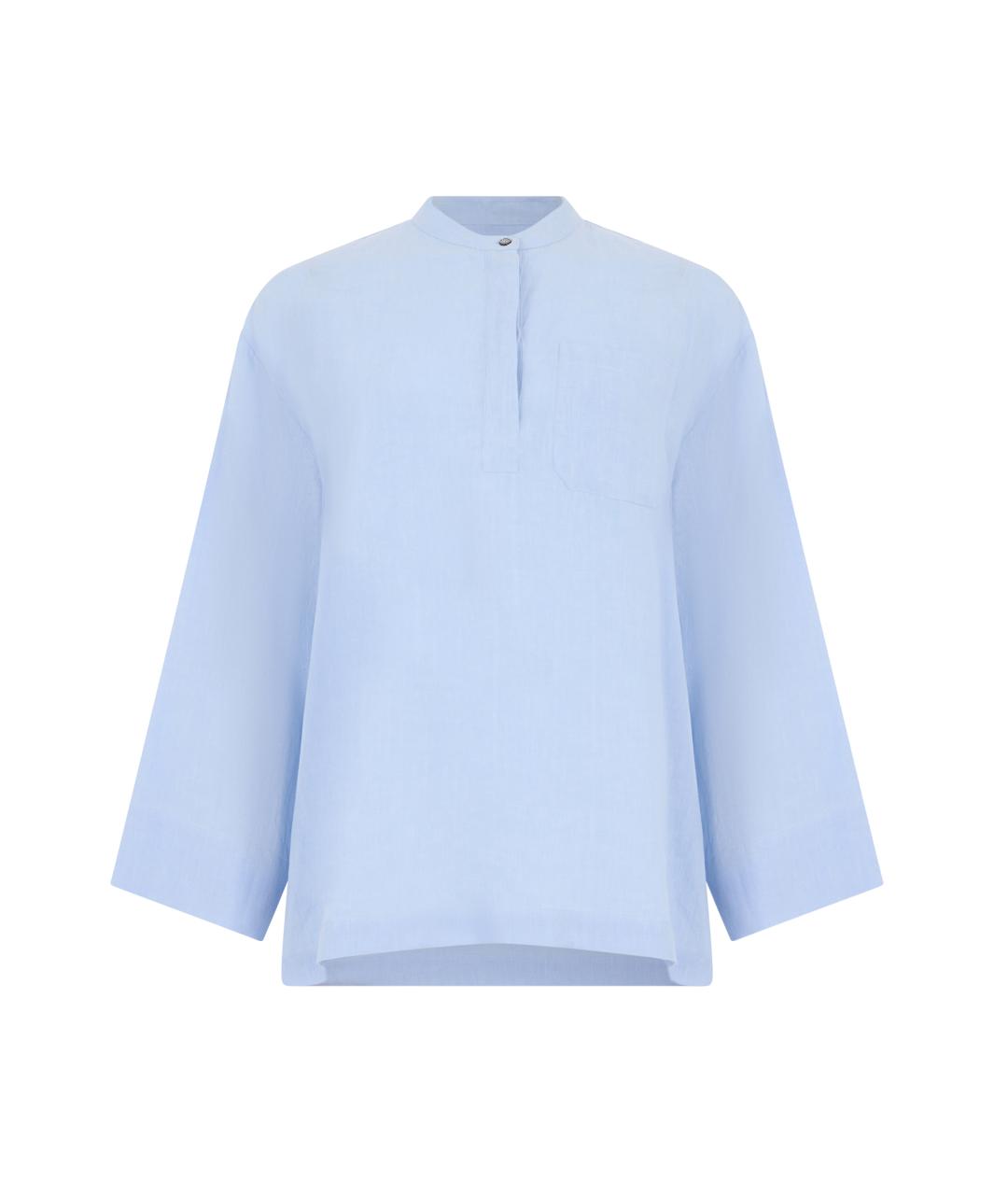 'S MAX MARA Голубая льняная рубашка, фото 1