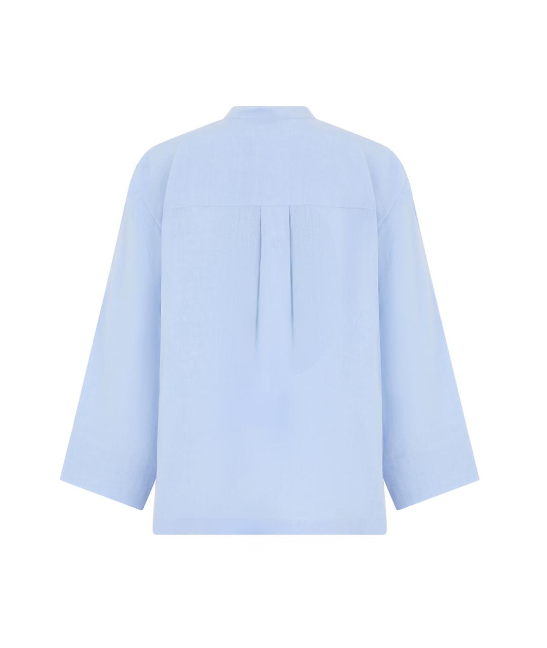 'S MAX MARA Голубая льняная рубашка, фото 2