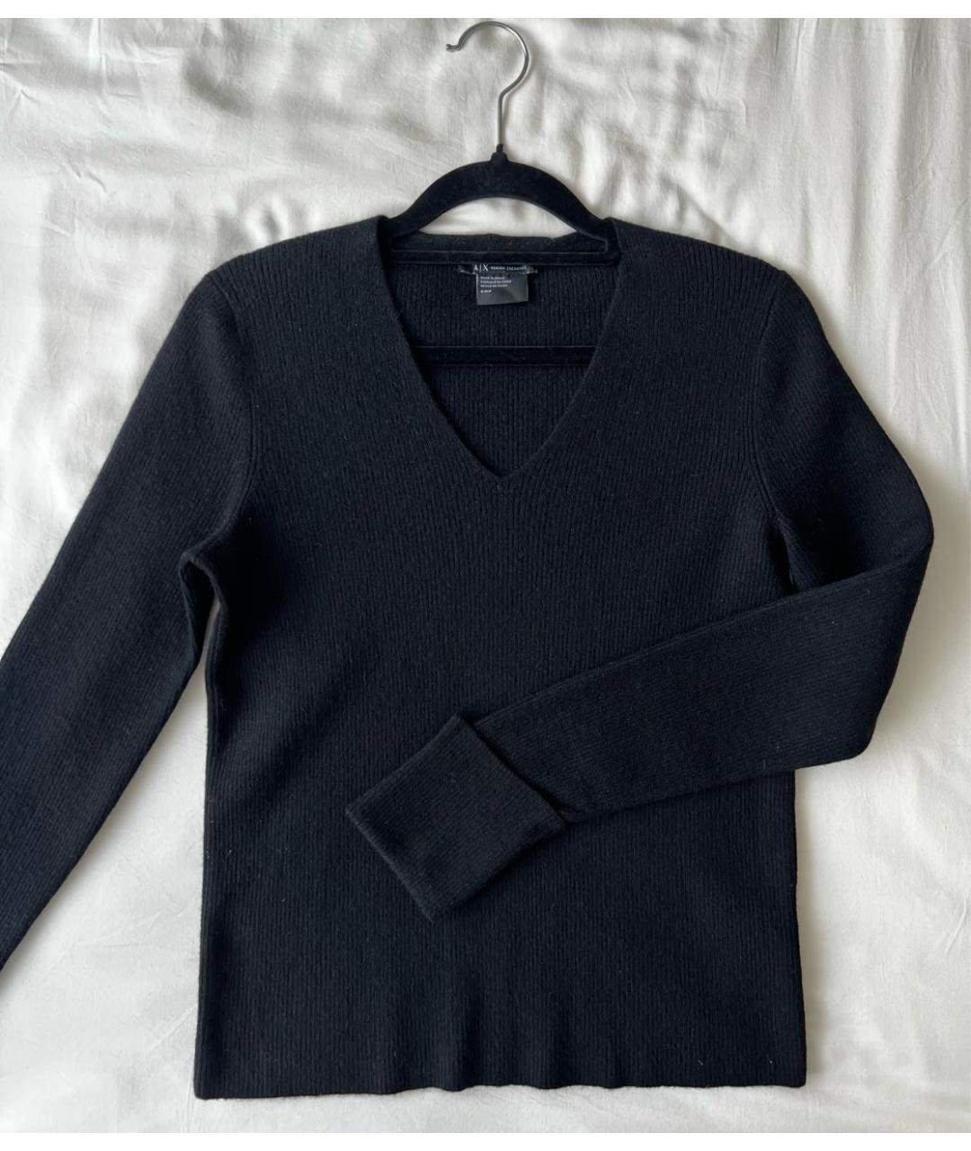 ARMANI EXCHANGE Черный шерстяной джемпер / свитер, фото 2