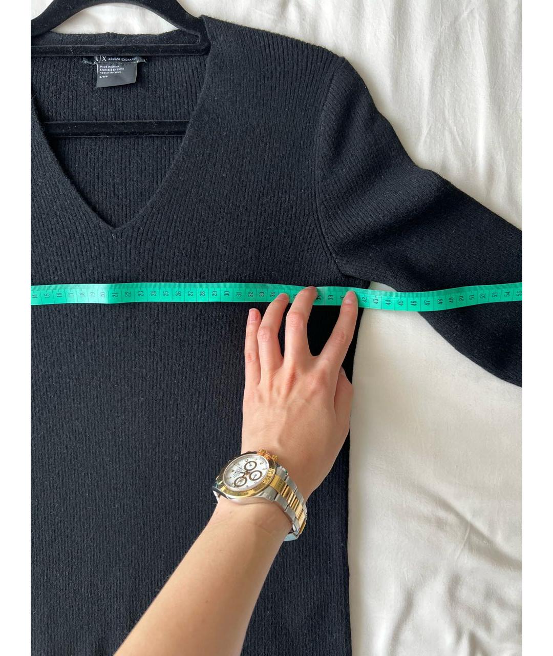 ARMANI EXCHANGE Черный шерстяной джемпер / свитер, фото 6