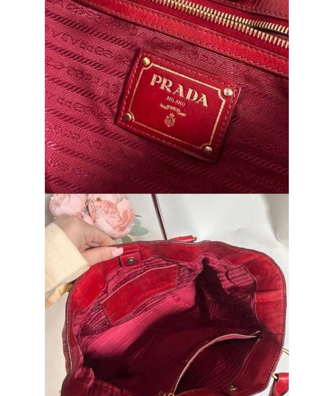 PRADA Красная кожаная сумка с короткими ручками, фото 4