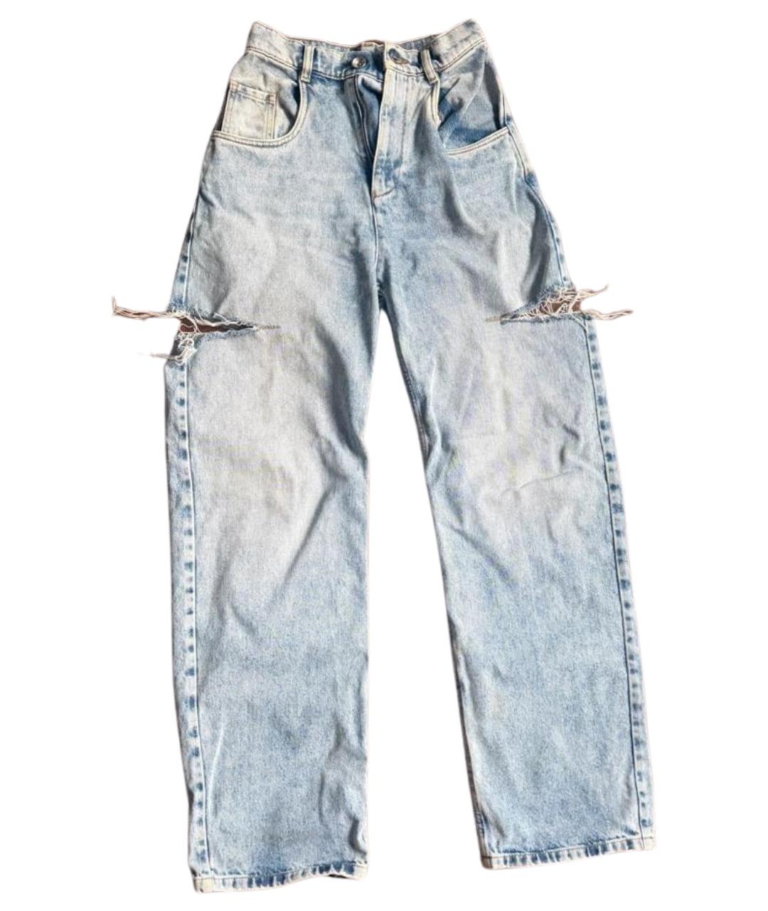 MAISON MARGIELA Голубые хлопковые прямые джинсы, фото 1