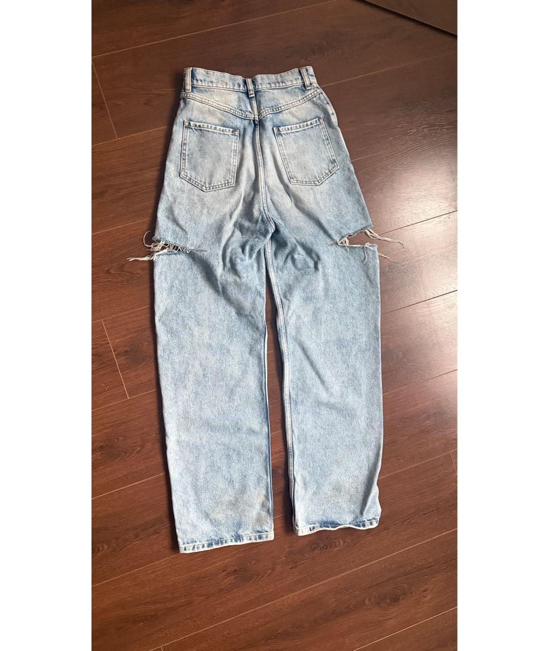 MAISON MARGIELA Голубые хлопковые прямые джинсы, фото 2