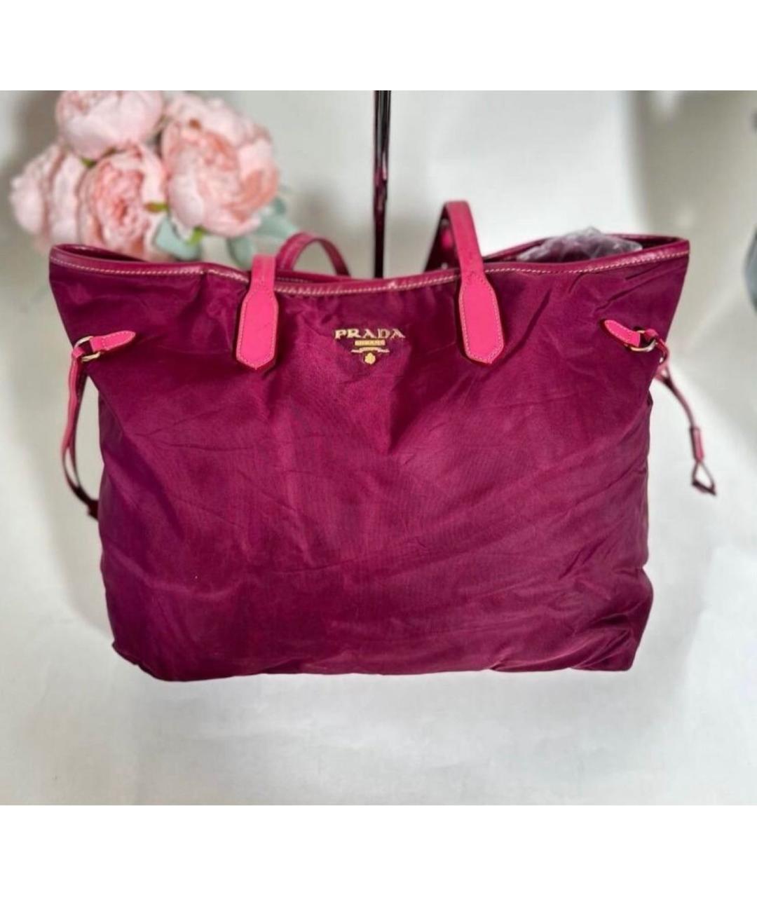 PRADA Красная тканевая сумка тоут, фото 7