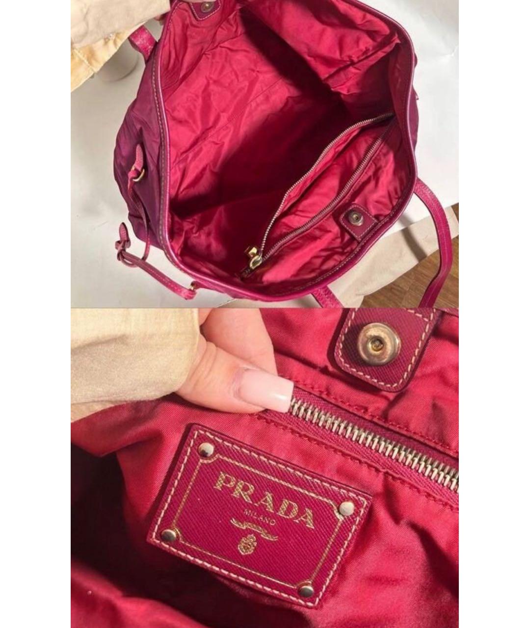 PRADA Красная тканевая сумка тоут, фото 4
