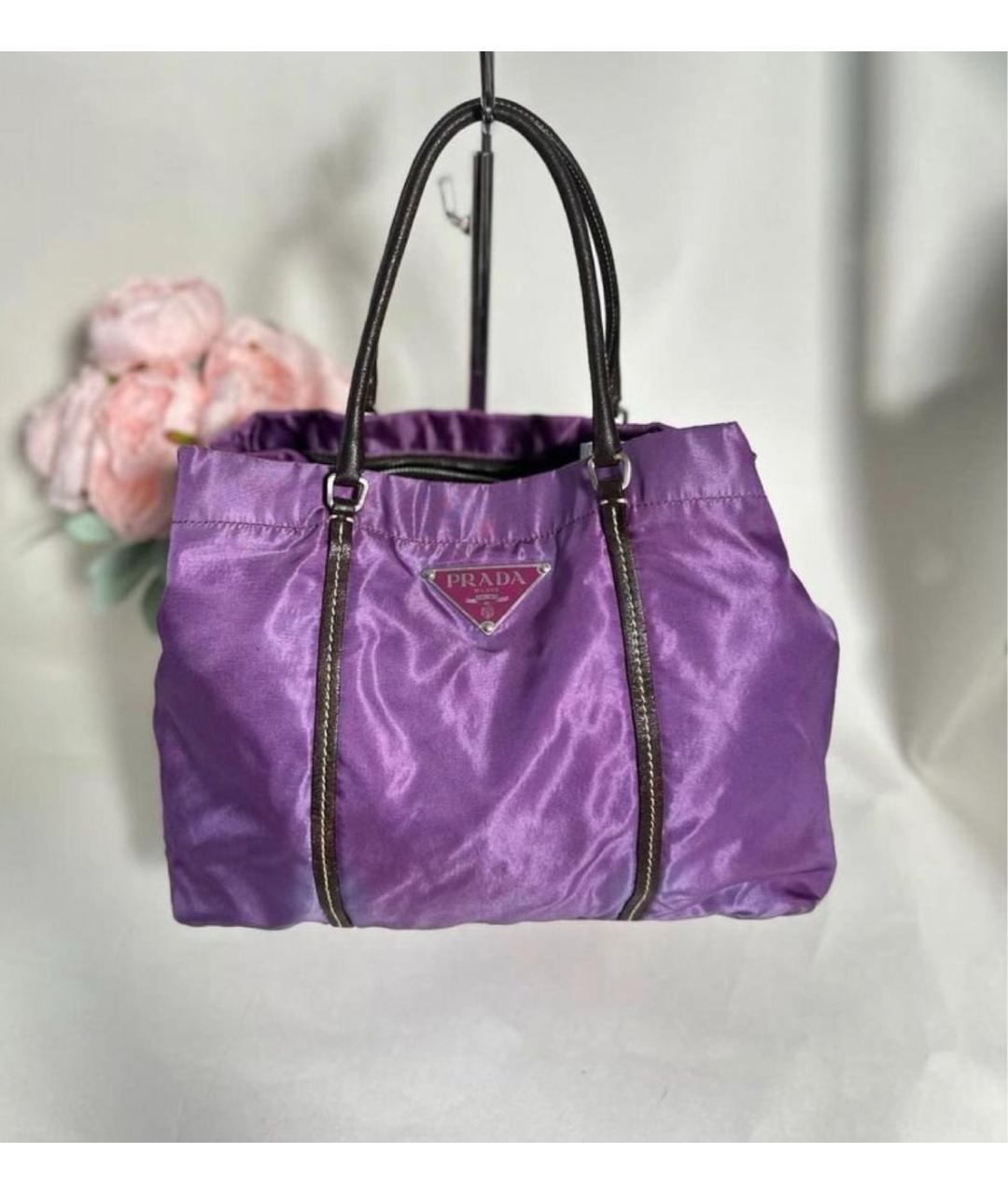 PRADA Фиолетовая нейлоновая сумка с короткими ручками, фото 7