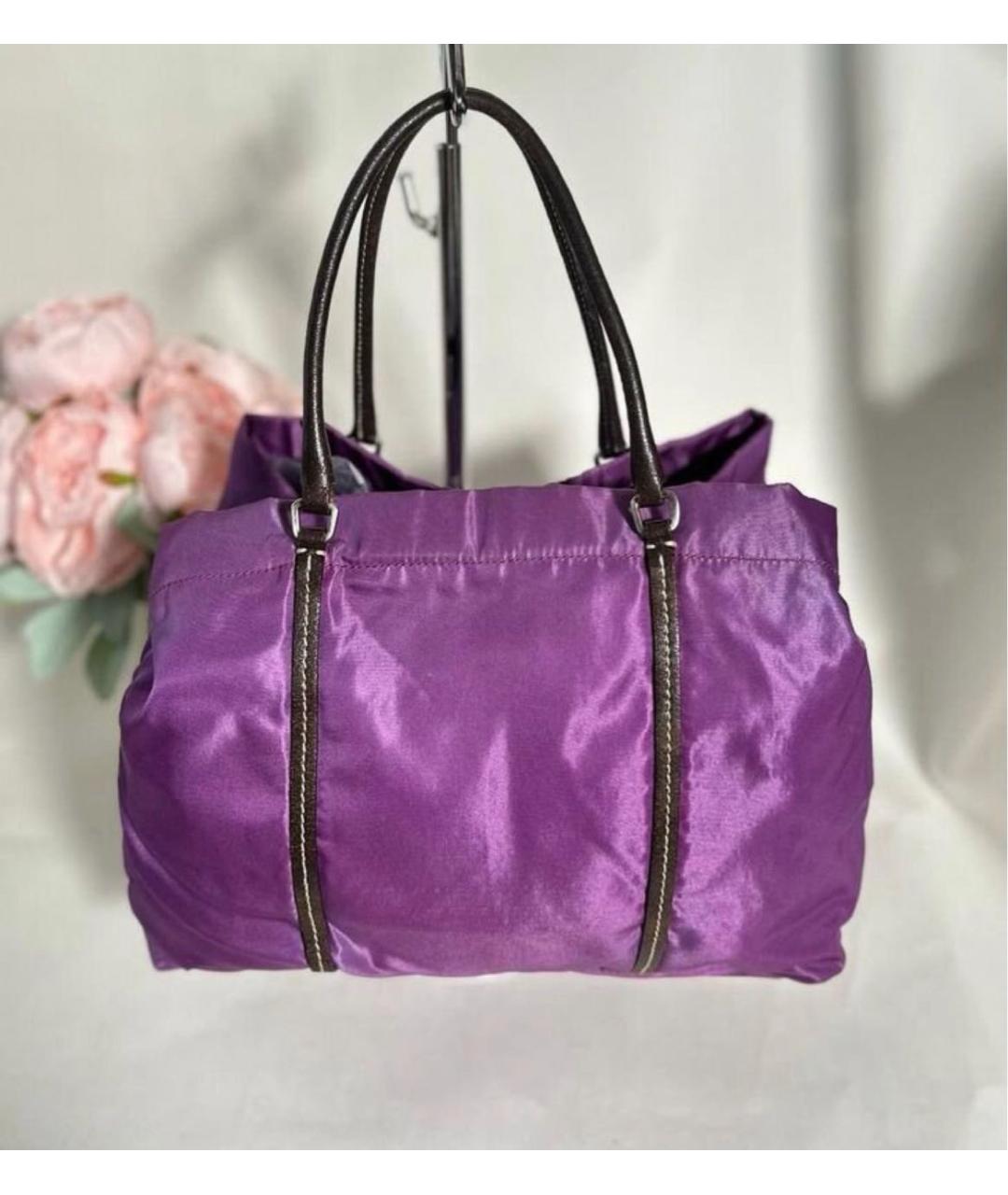 PRADA Фиолетовая нейлоновая сумка с короткими ручками, фото 3
