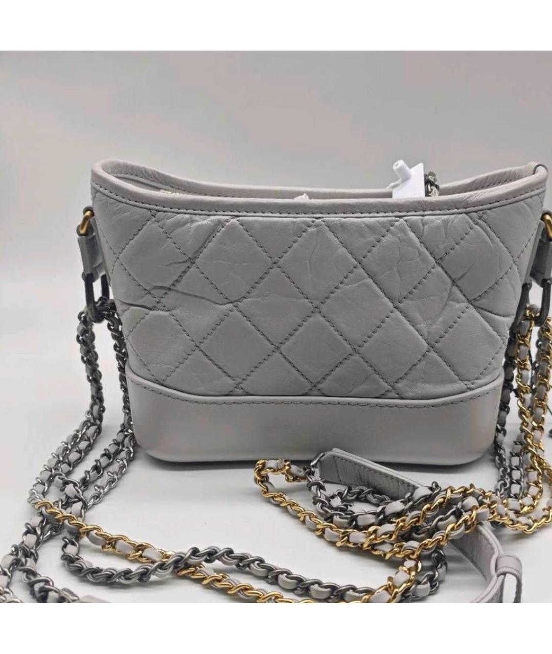 CHANEL Серая кожаная сумка через плечо, фото 3