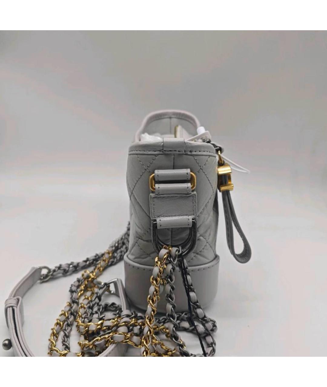 CHANEL Серая кожаная сумка через плечо, фото 4