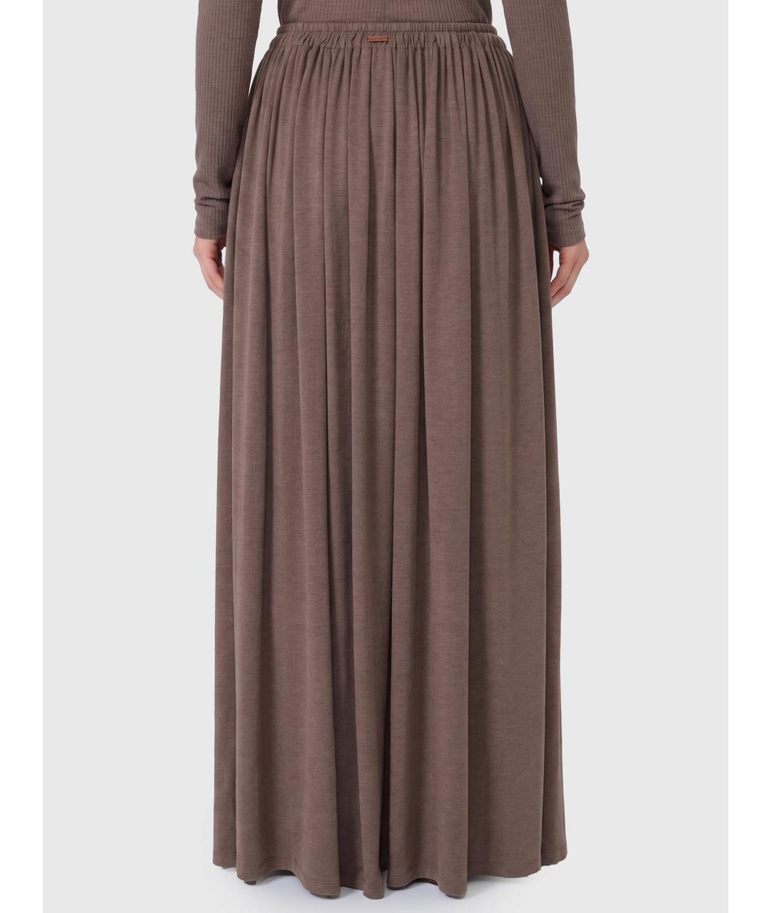 MAX MARA Коричневая лиоцелл юбка миди, фото 2