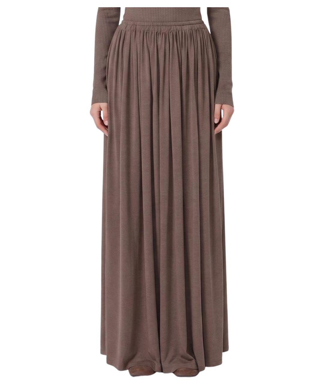 MAX MARA Коричневая лиоцелл юбка миди, фото 1