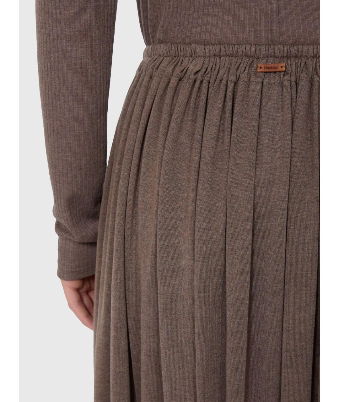 MAX MARA Коричневая лиоцелл юбка миди, фото 3