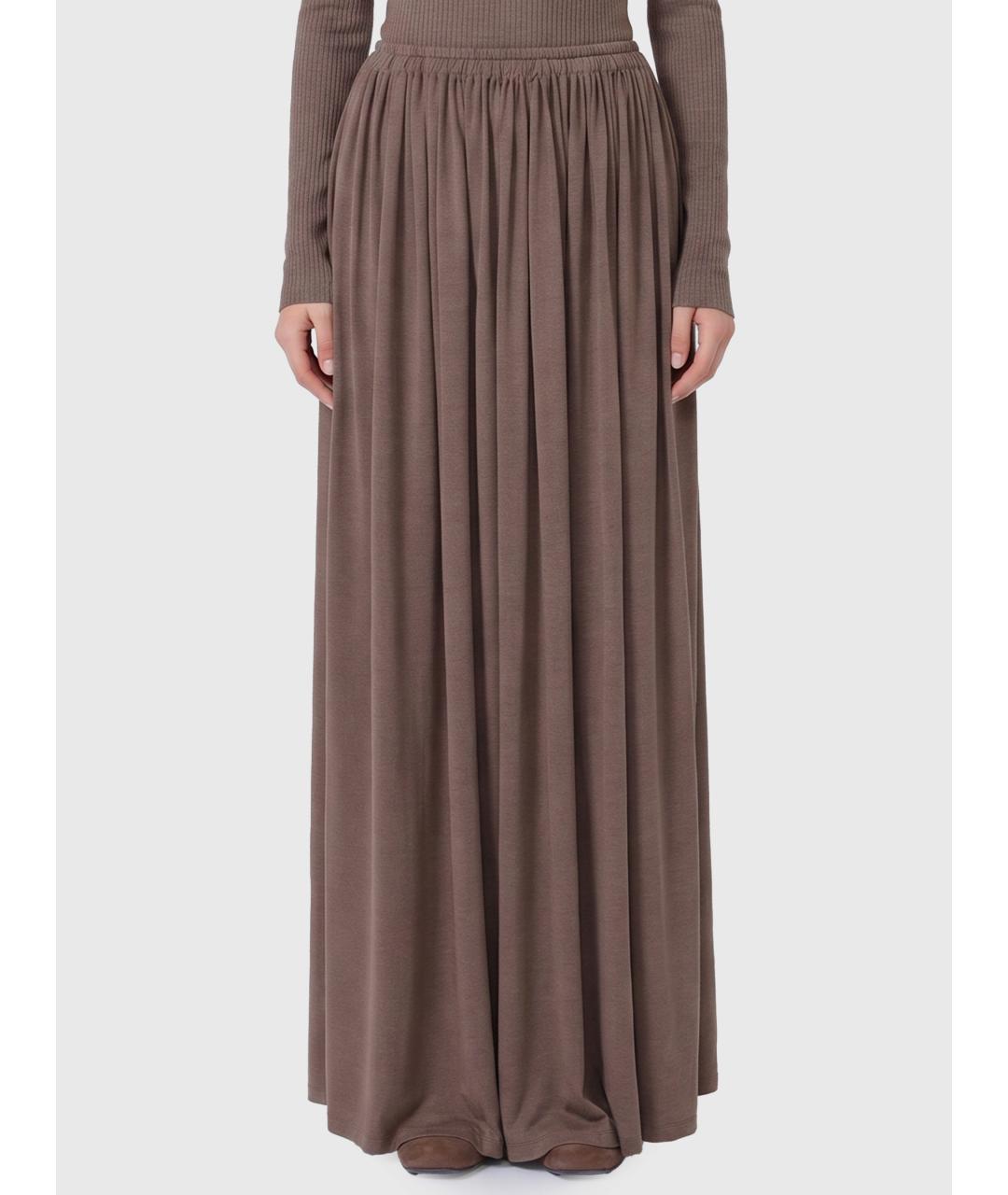 MAX MARA Коричневая лиоцелл юбка миди, фото 4