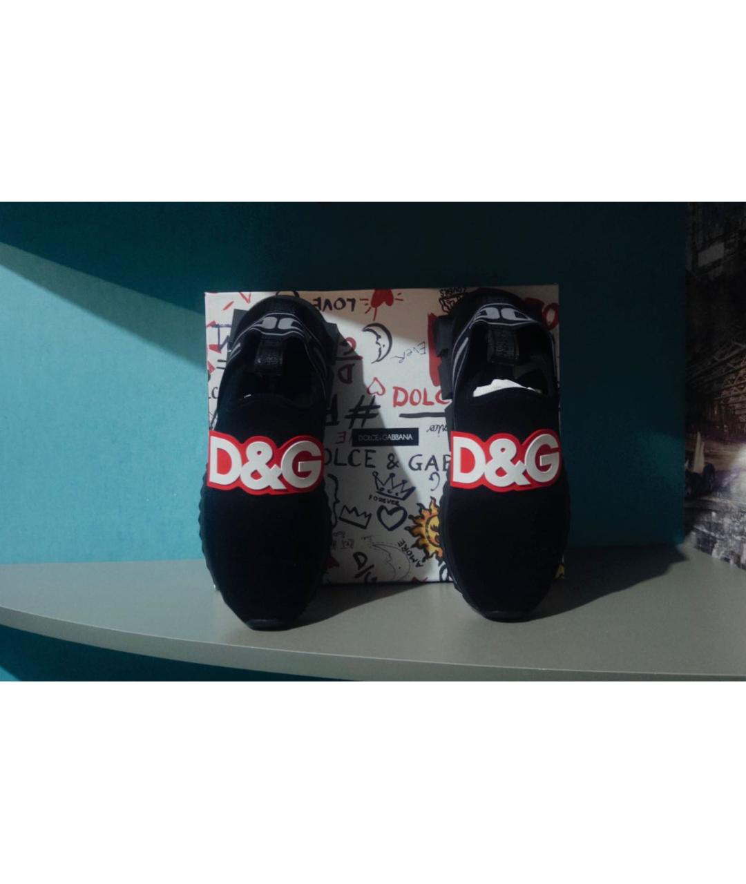 DOLCE&GABBANA Черные текстильные кроссовки, фото 2