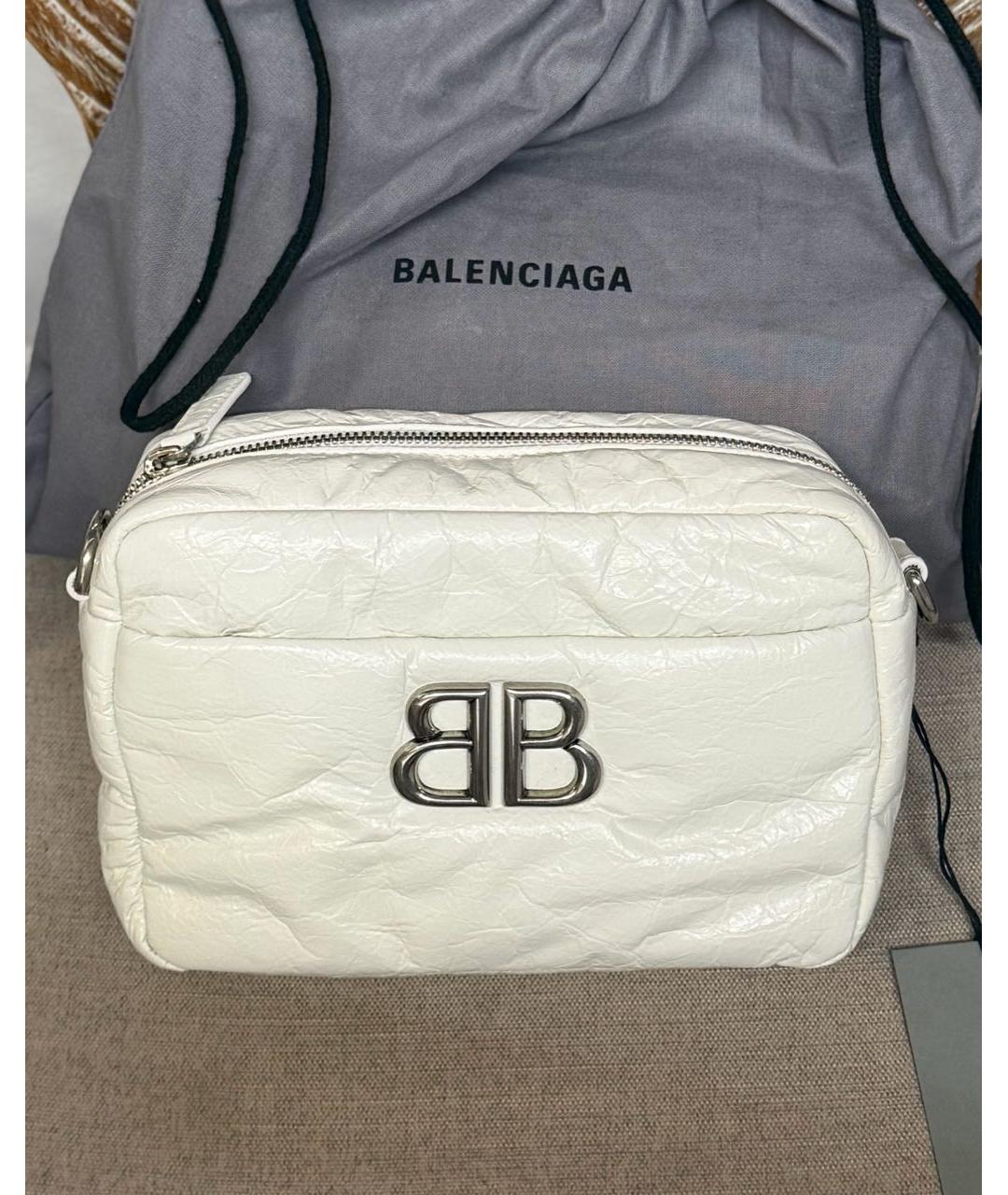 BALENCIAGA Белая кожаная сумка через плечо, фото 2
