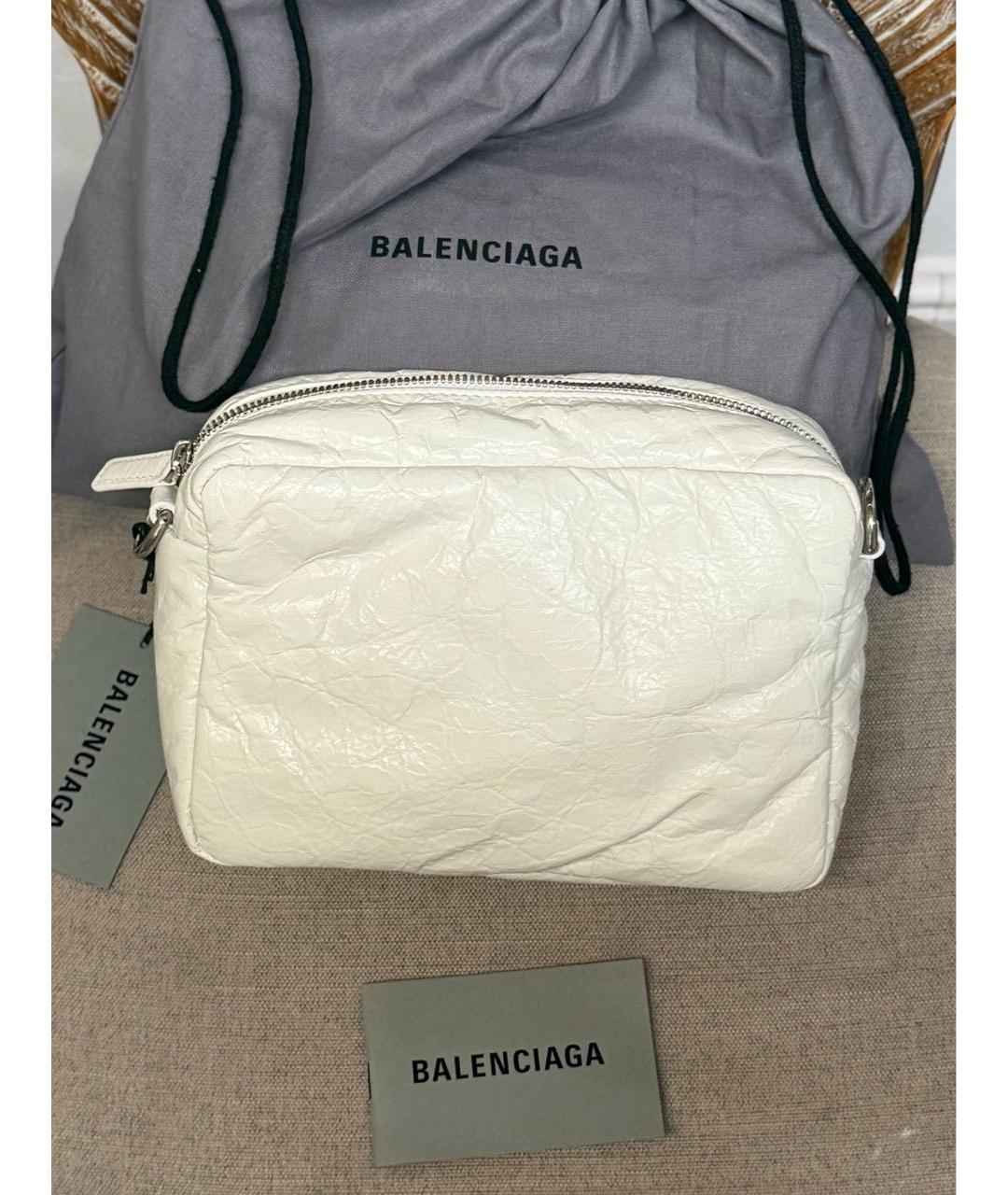 BALENCIAGA Белая кожаная сумка через плечо, фото 4