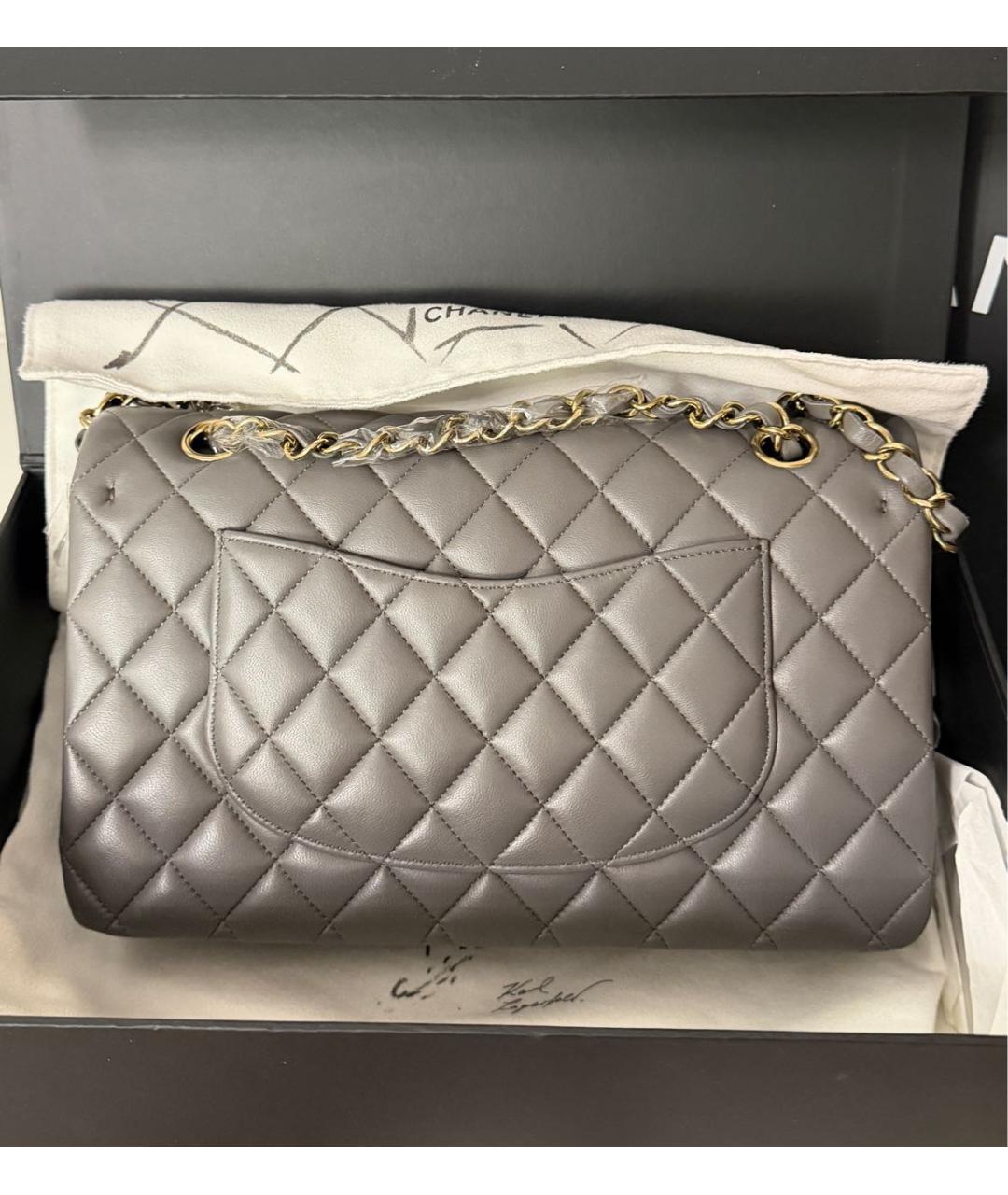 CHANEL Серая кожаная сумка через плечо, фото 3