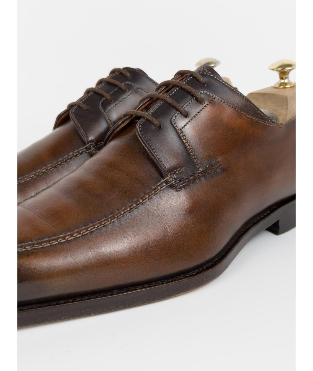 SANTONI Коричневые кожаные туфли, фото 9