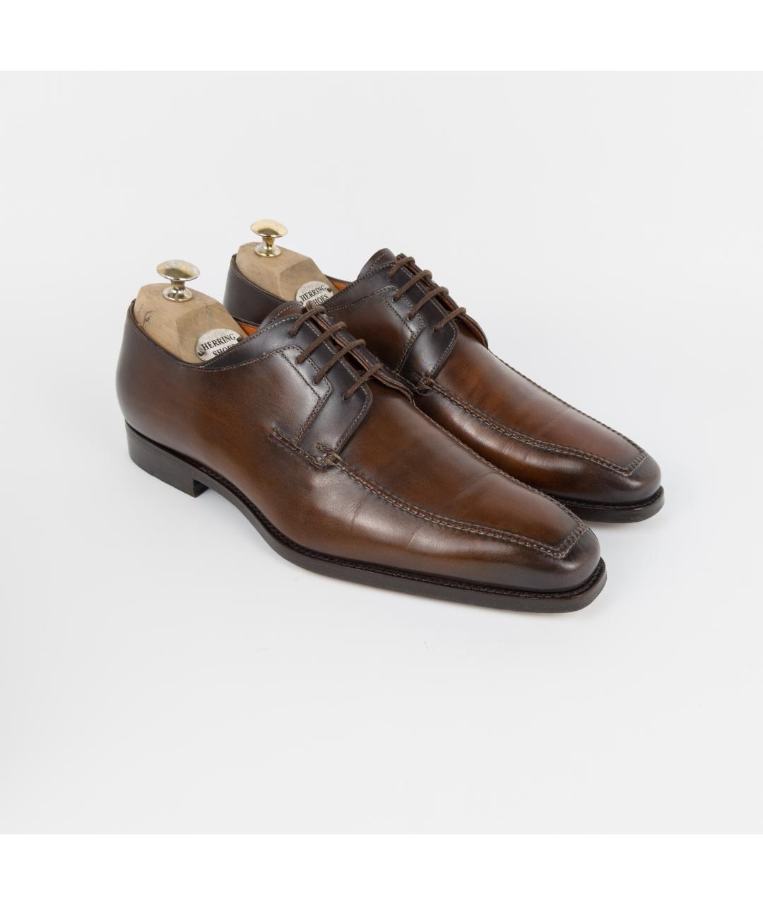 SANTONI Коричневые кожаные туфли, фото 4