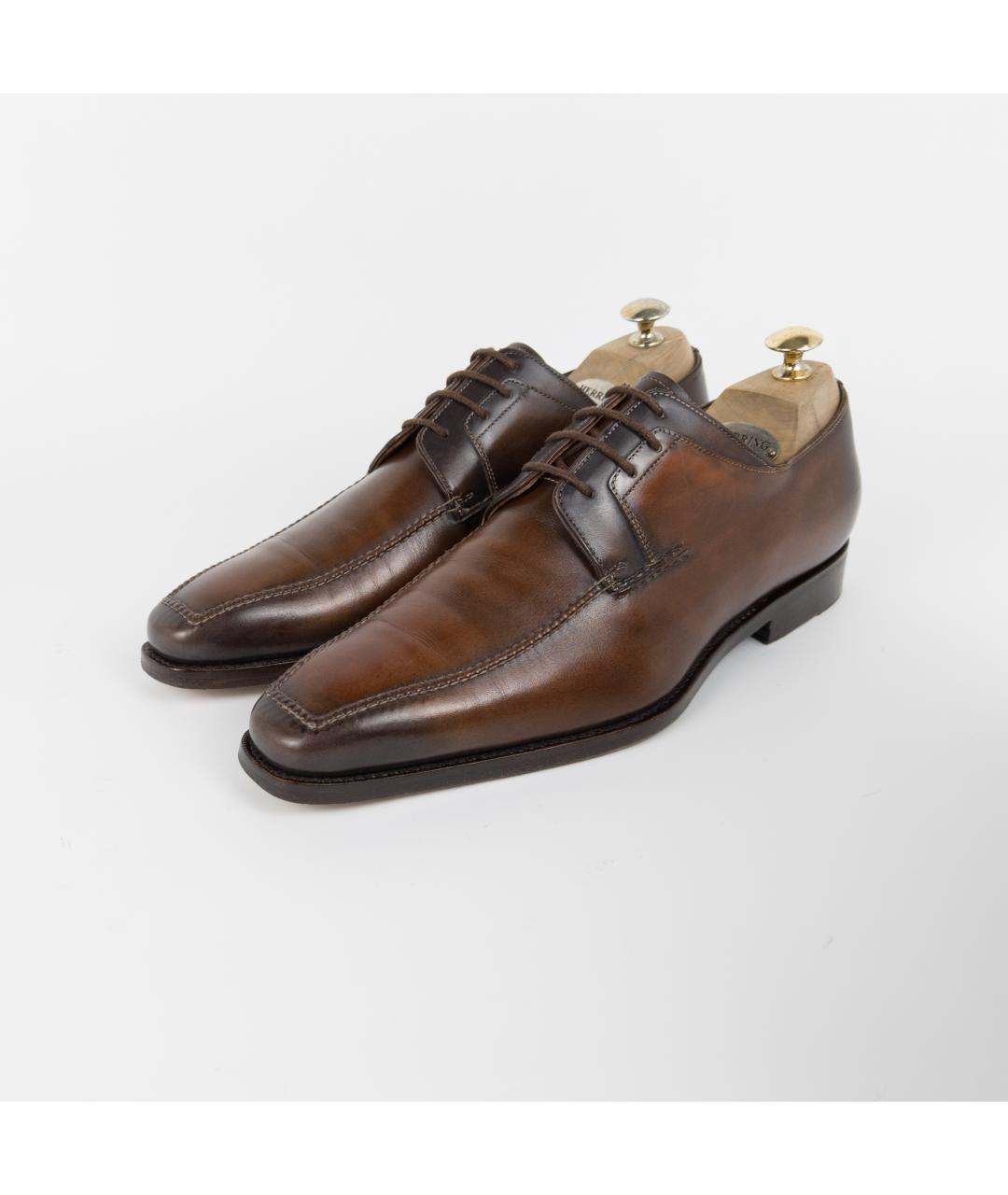 SANTONI Коричневые кожаные туфли, фото 6