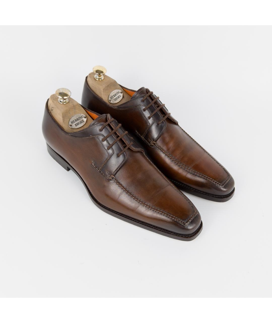 SANTONI Коричневые кожаные туфли, фото 3