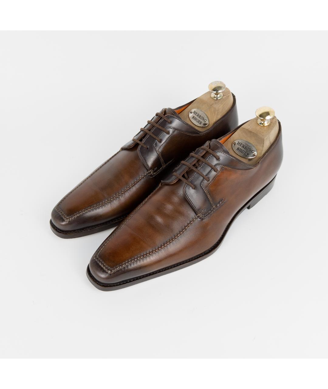 SANTONI Коричневые кожаные туфли, фото 7