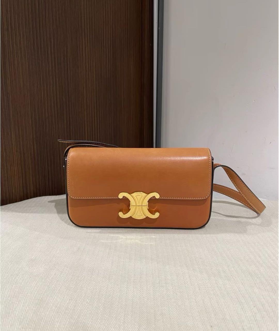 CELINE Оранжевая кожаная сумка через плечо, фото 2