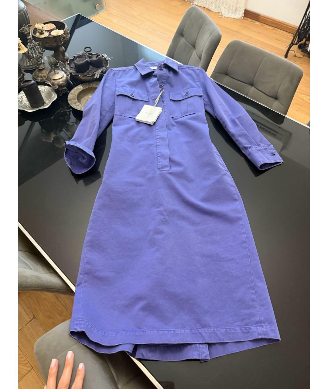 MAX MARA Фиолетовое хлопковое повседневное платье, фото 9
