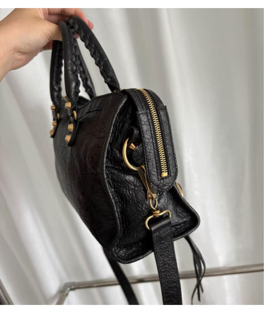 BALENCIAGA Черная кожаная сумка с короткими ручками, фото 4