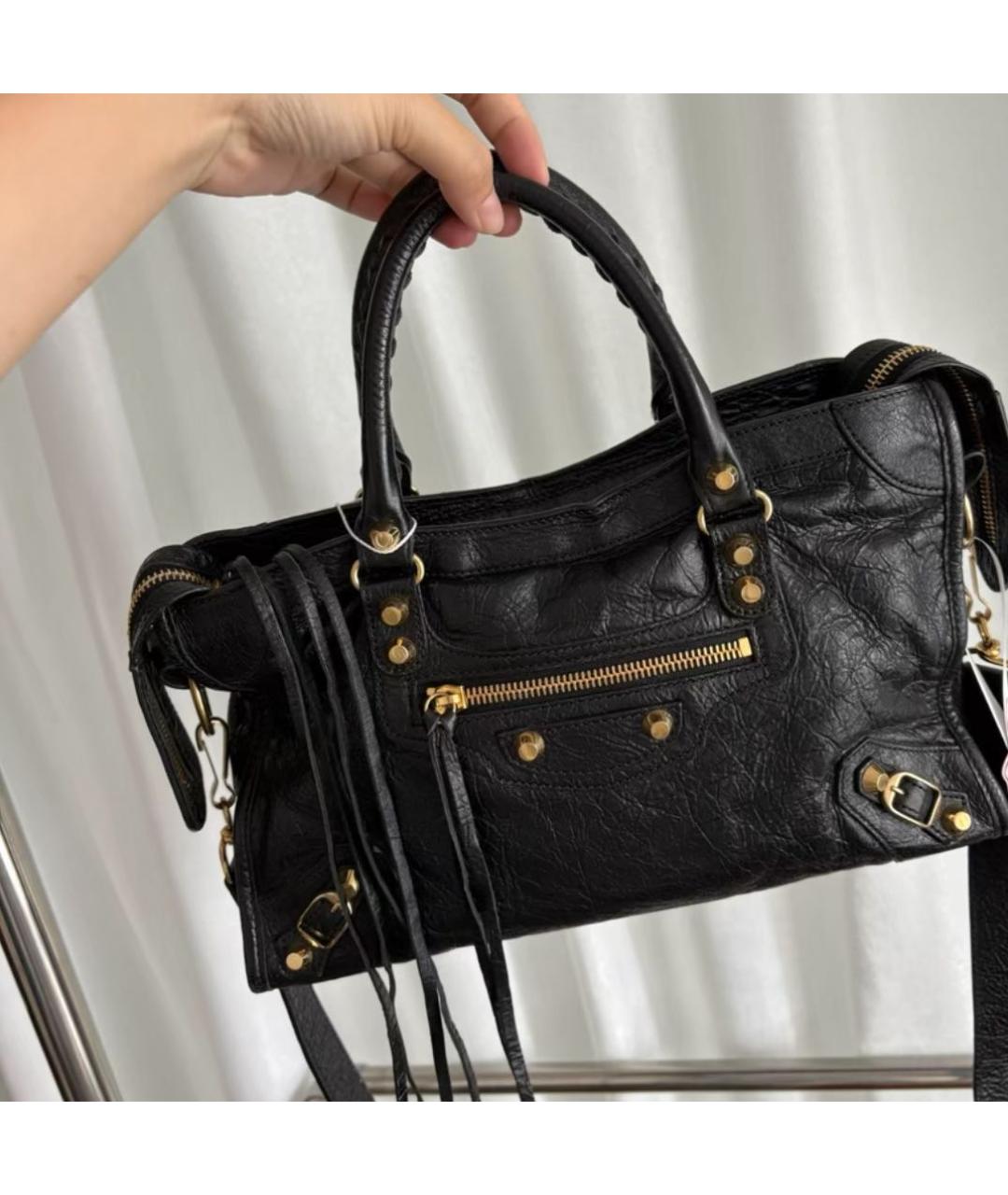 BALENCIAGA Черная кожаная сумка с короткими ручками, фото 2