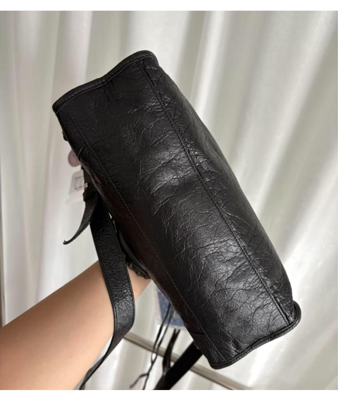 BALENCIAGA Черная кожаная сумка с короткими ручками, фото 5