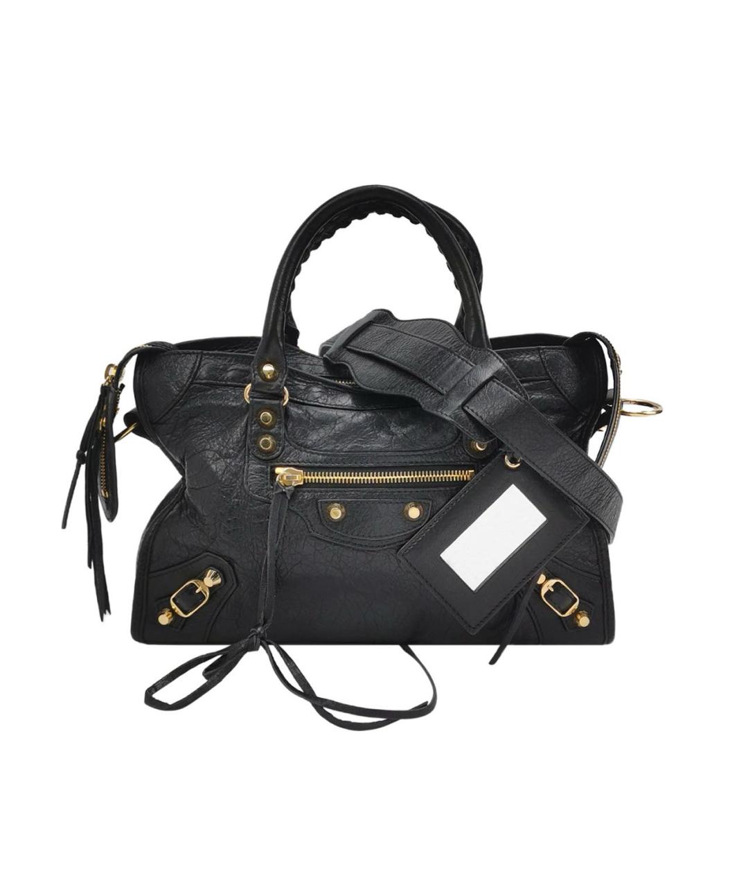 BALENCIAGA Черная кожаная сумка с короткими ручками, фото 6