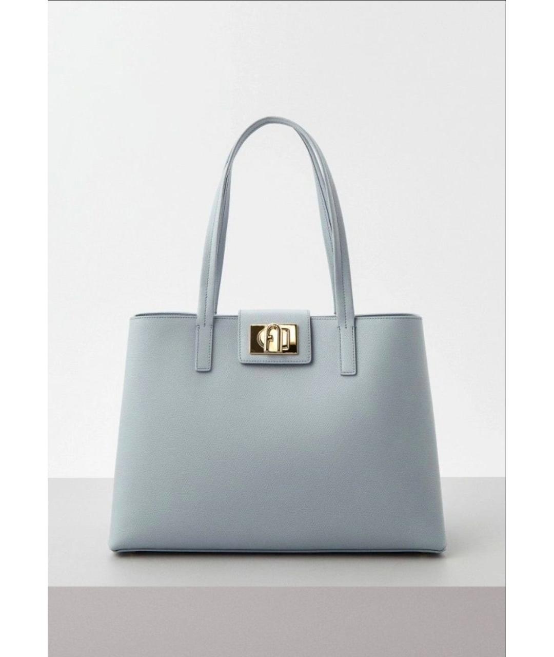 FURLA Голубая кожаная сумка тоут, фото 10